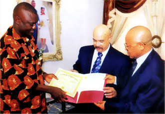 Jephthah gets certificate of appreciation for his strong committment to equal rights and social justice in the Niger Delta